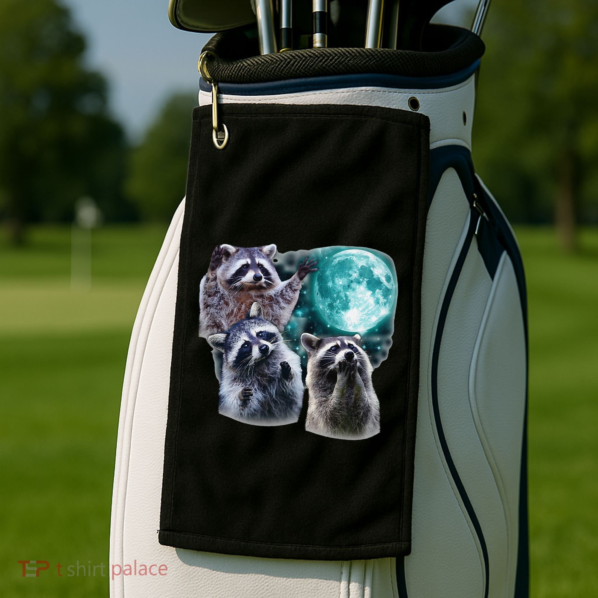 Funny Raccoon Boxer Trash Money We Gettin Rich Golf Towel