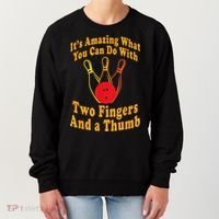 Funny Retro Bowling Ball Two Fingers And A Thumb Women's Sweatshirt thumb 0