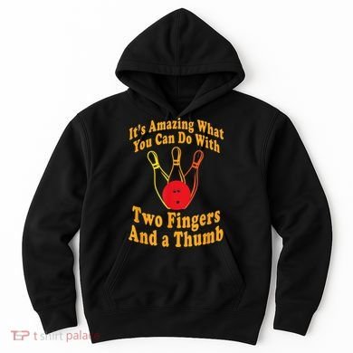 Funny Retro Bowling Ball Two Fingers And A Thumb Hoodie