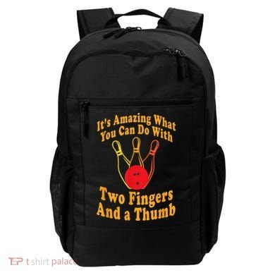 Funny Retro Bowling Ball Two Fingers And A Thumb Backpack
