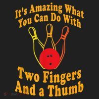 Funny Retro Bowling Ball Two Fingers And A Thumb Beanie thumb 2