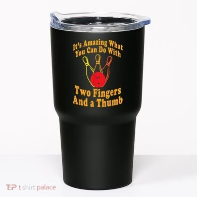 Funny Retro Bowling Ball Two Fingers And A Thumb Tumbler