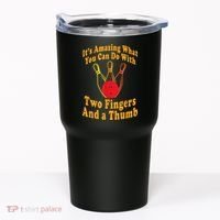Funny Retro Bowling Ball Two Fingers And A Thumb Tumbler thumb 0