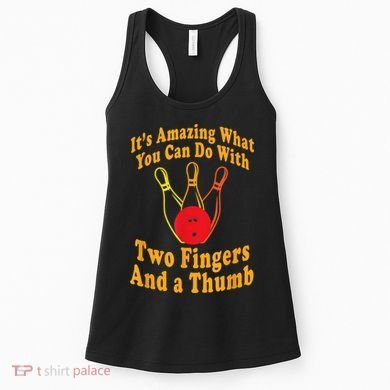 Funny Retro Bowling Ball Two Fingers And A Thumb Women's Tank Top