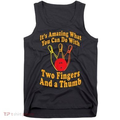 Funny Retro Bowling Ball Two Fingers And A Thumb Tank Top