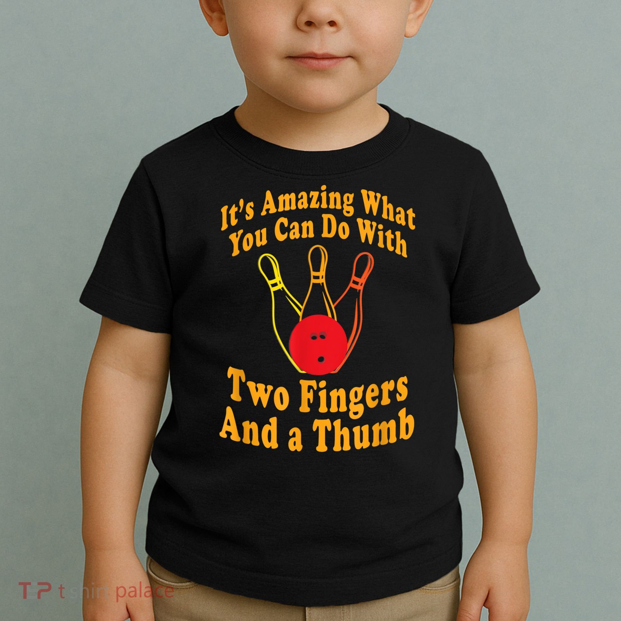 Funny Retro Bowling Ball Two Fingers And A Thumb Toddler T-Shirt