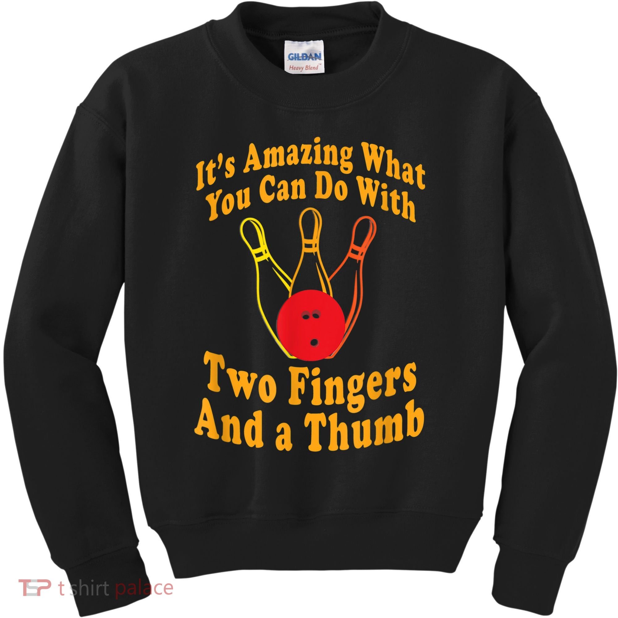 Funny Retro Bowling Ball Two Fingers And A Thumb Kids Sweatshirt