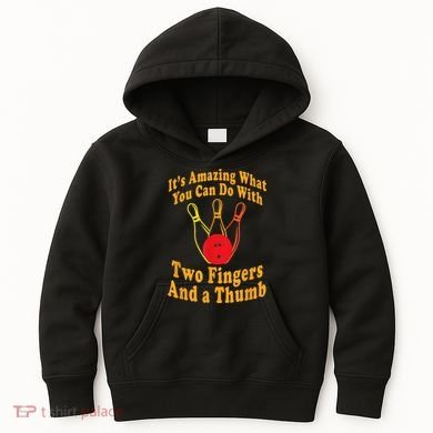 Funny Retro Bowling Ball Two Fingers And A Thumb Kids Hoodie