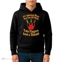 Funny Retro Bowling Ball Two Fingers And A Thumb Kids Hoodie thumb 4