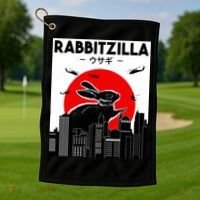 Funny Rabbit Bunny Rabbit RabbitZilla Golf Towel thumb 1