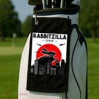 Funny Rabbit Bunny Rabbit RabbitZilla Golf Towel thumb 2