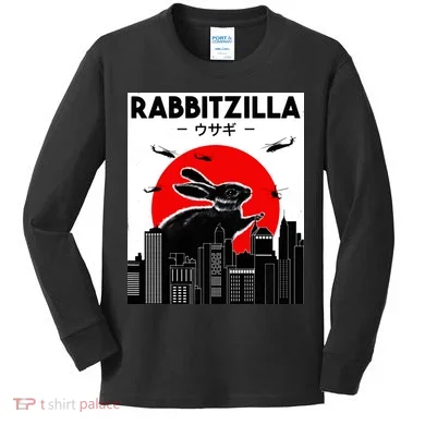 Funny Rabbit Bunny Rabbit RabbitZilla Kids Long Sleeve Shirt