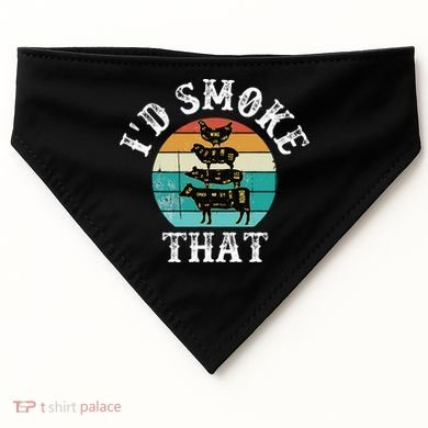 Funny Retro BBQ Party Smoker Chef Dad Gift  I'd Smoke That USA-Made Doggie Bandana
