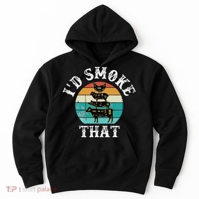 Funny Retro BBQ Party Smoker Chef Dad Gift  I'd Smoke That Hoodie