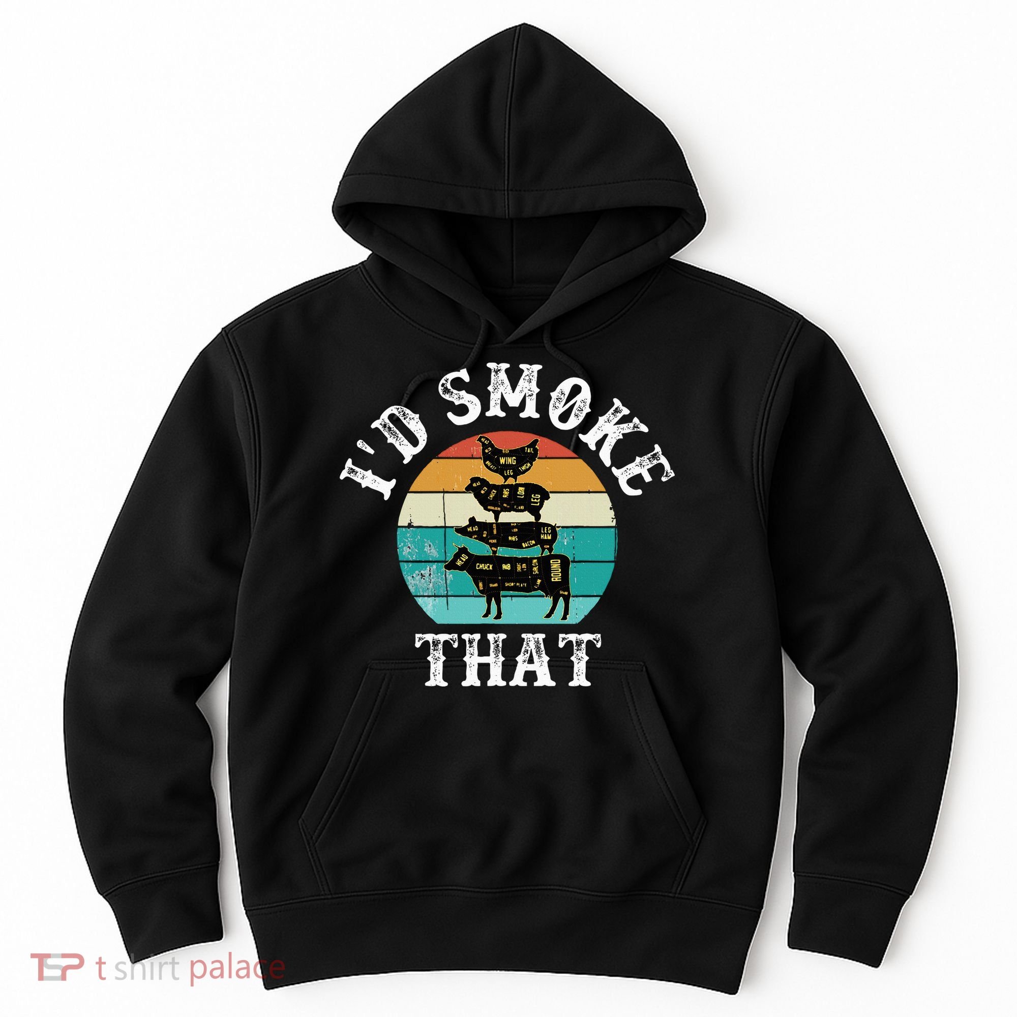 Funny Retro BBQ Party Smoker Chef Dad Gift  I'd Smoke That Hoodie