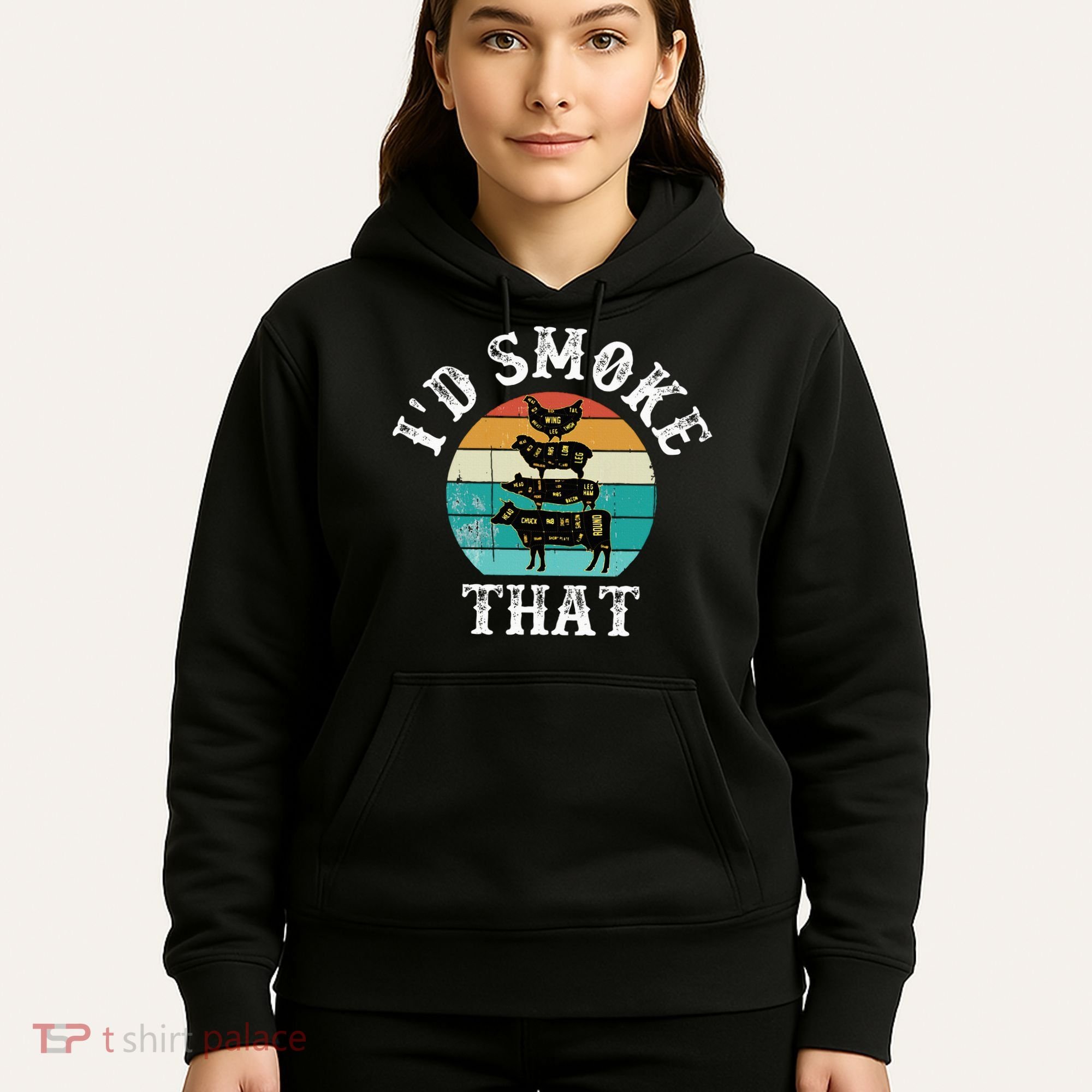Funny Retro BBQ Party Smoker Chef Dad Gift  I'd Smoke That Hoodie