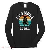 Funny Retro BBQ Party Smoker Chef Dad Gift  I'd Smoke That Long Sleeve Shirt thumb 0