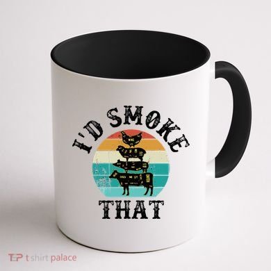 Funny Retro BBQ Party Smoker Chef Dad Gift  I'd Smoke That Coffee Mug back