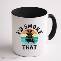 Funny Retro BBQ Party Smoker Chef Dad Gift  I'd Smoke That Coffee Mug thumb 1