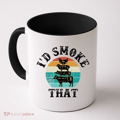Funny Retro BBQ Party Smoker Chef Dad Gift  I'd Smoke That Coffee Mug
