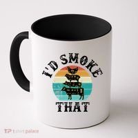 Funny Retro BBQ Party Smoker Chef Dad Gift  I'd Smoke That Coffee Mug thumb 0
