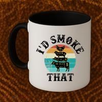 Funny Retro BBQ Party Smoker Chef Dad Gift  I'd Smoke That Coffee Mug thumb 2