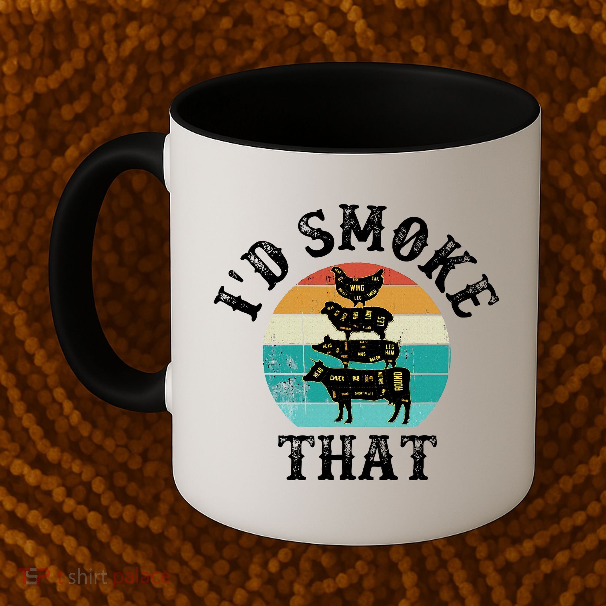 Funny Retro BBQ Party Smoker Chef Dad Gift  I'd Smoke That Coffee Mug