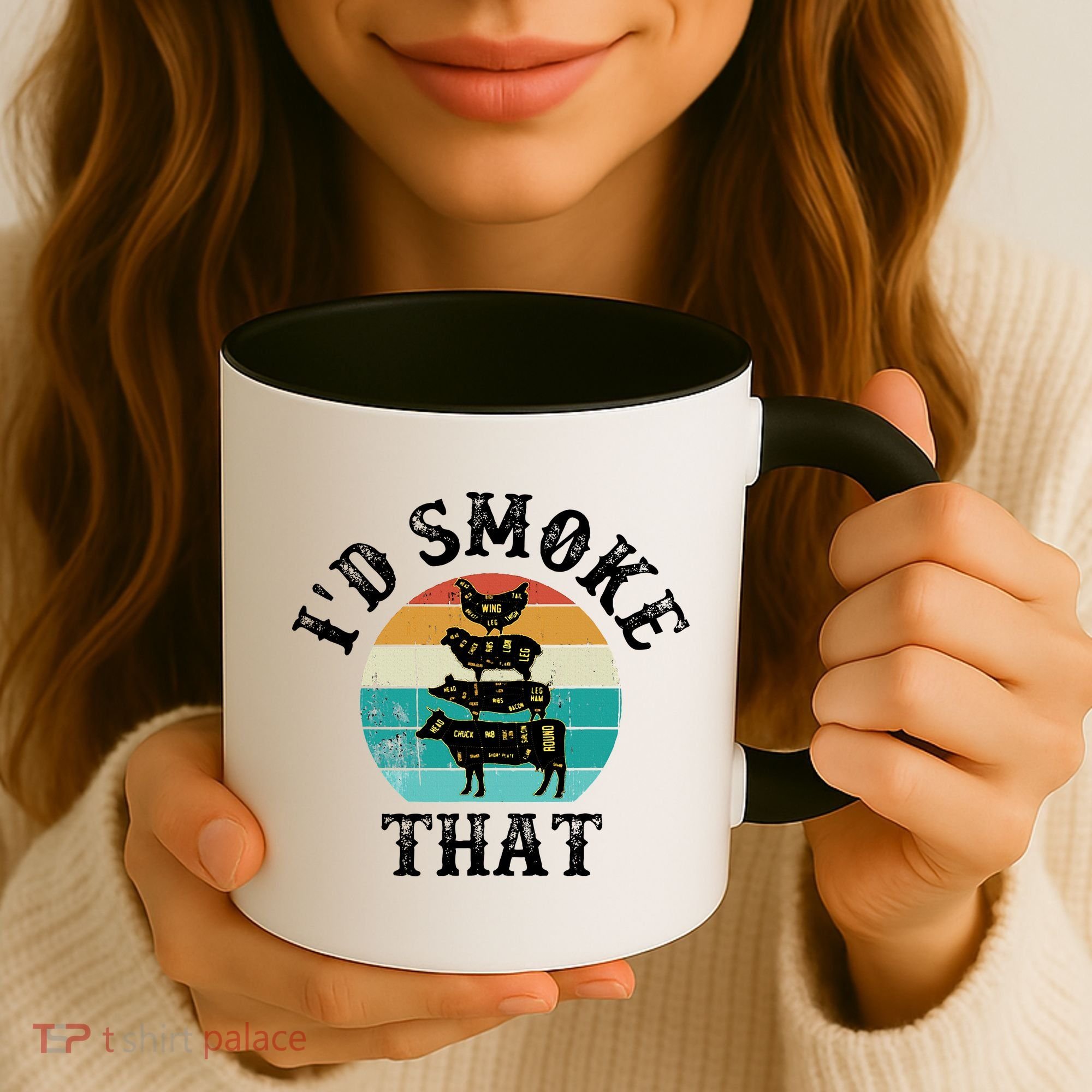 Funny Retro BBQ Party Smoker Chef Dad Gift  I'd Smoke That Coffee Mug