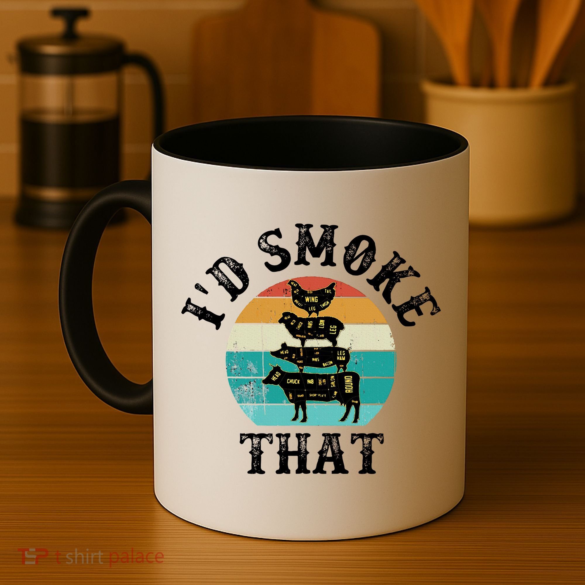 Funny Retro BBQ Party Smoker Chef Dad Gift  I'd Smoke That Coffee Mug