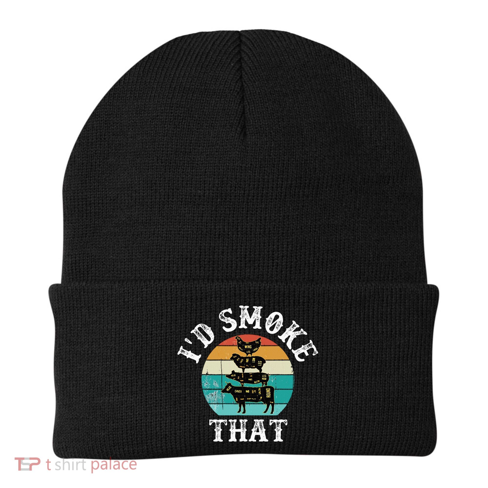 Funny Retro BBQ Party Smoker Chef Dad Gift  I'd Smoke That Beanie