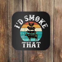 Funny Retro BBQ Party Smoker Chef Dad Gift  I'd Smoke That Coaster thumb 0