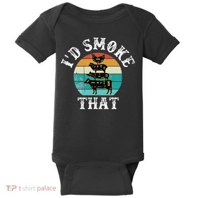 Funny Retro BBQ Party Smoker Chef Dad Gift  I'd Smoke That Baby Bodysuit