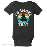 Funny Retro BBQ Party Smoker Chef Dad Gift  I'd Smoke That Baby Bodysuit thumb 0