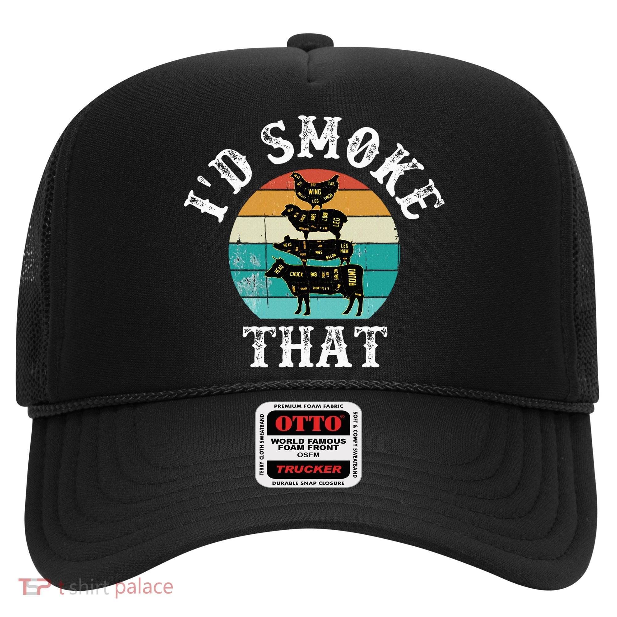 Funny Retro BBQ Party Smoker Chef Dad Gift  I'd Smoke That Hat