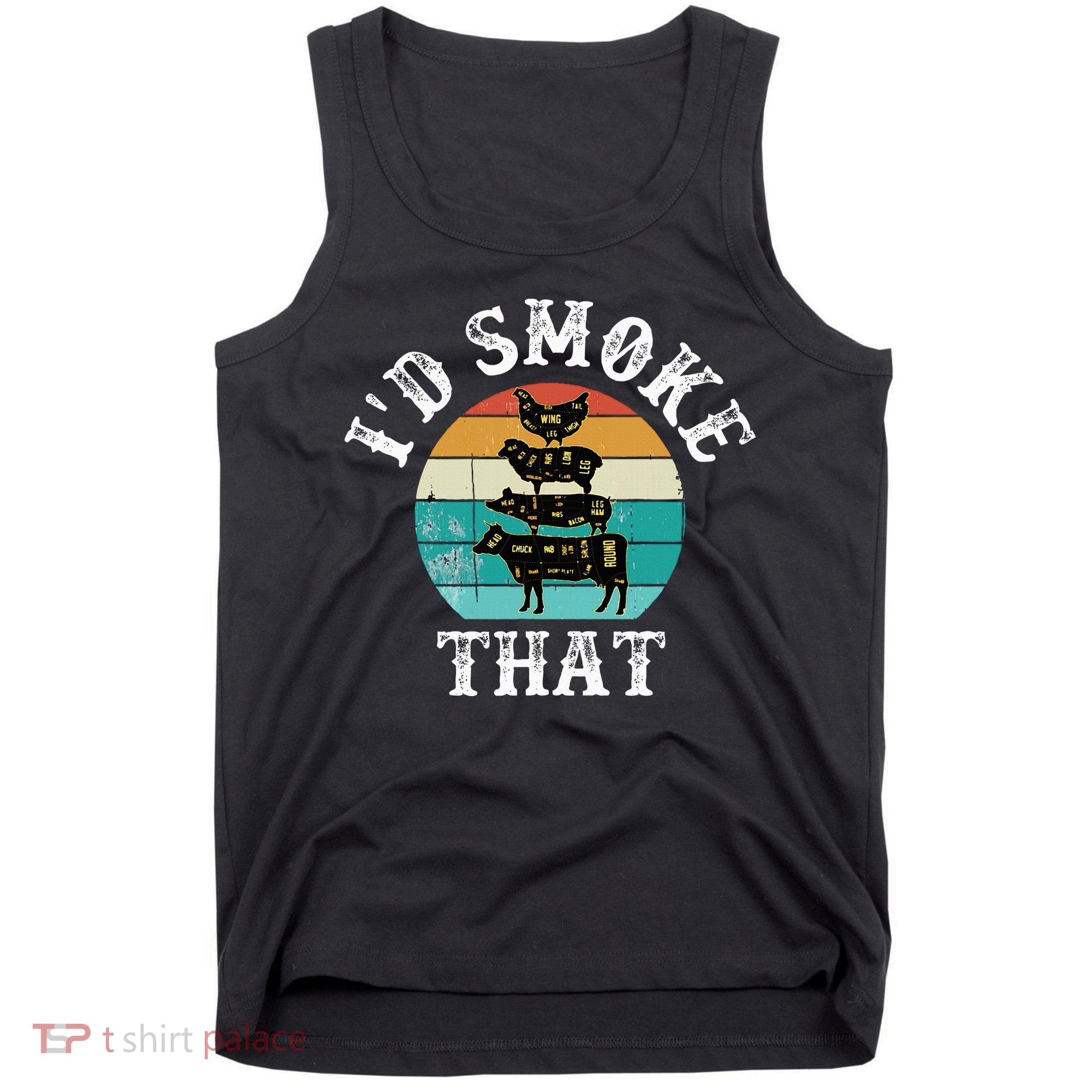 Funny Retro BBQ Party Smoker Chef Dad Gift  I'd Smoke That Tank Top