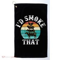 Funny Retro BBQ Party Smoker Chef Dad Gift  I'd Smoke That Golf Towel thumb 0