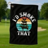 Funny Retro BBQ Party Smoker Chef Dad Gift  I'd Smoke That Golf Towel thumb 1