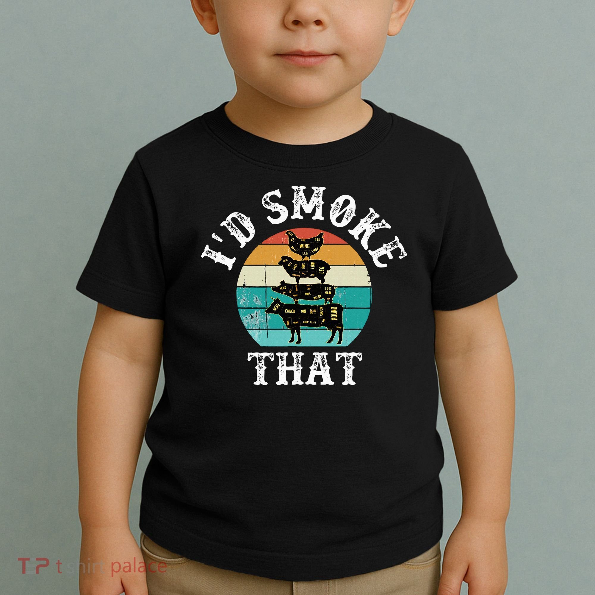 Funny Retro BBQ Party Smoker Chef Dad Gift  I'd Smoke That Toddler T-Shirt