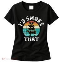 Funny Retro BBQ Party Smoker Chef Dad Gift  I'd Smoke That Women's T-Shirt thumb 0
