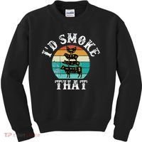 Funny Retro BBQ Party Smoker Chef Dad Gift  I'd Smoke That Kids Sweatshirt thumb 0