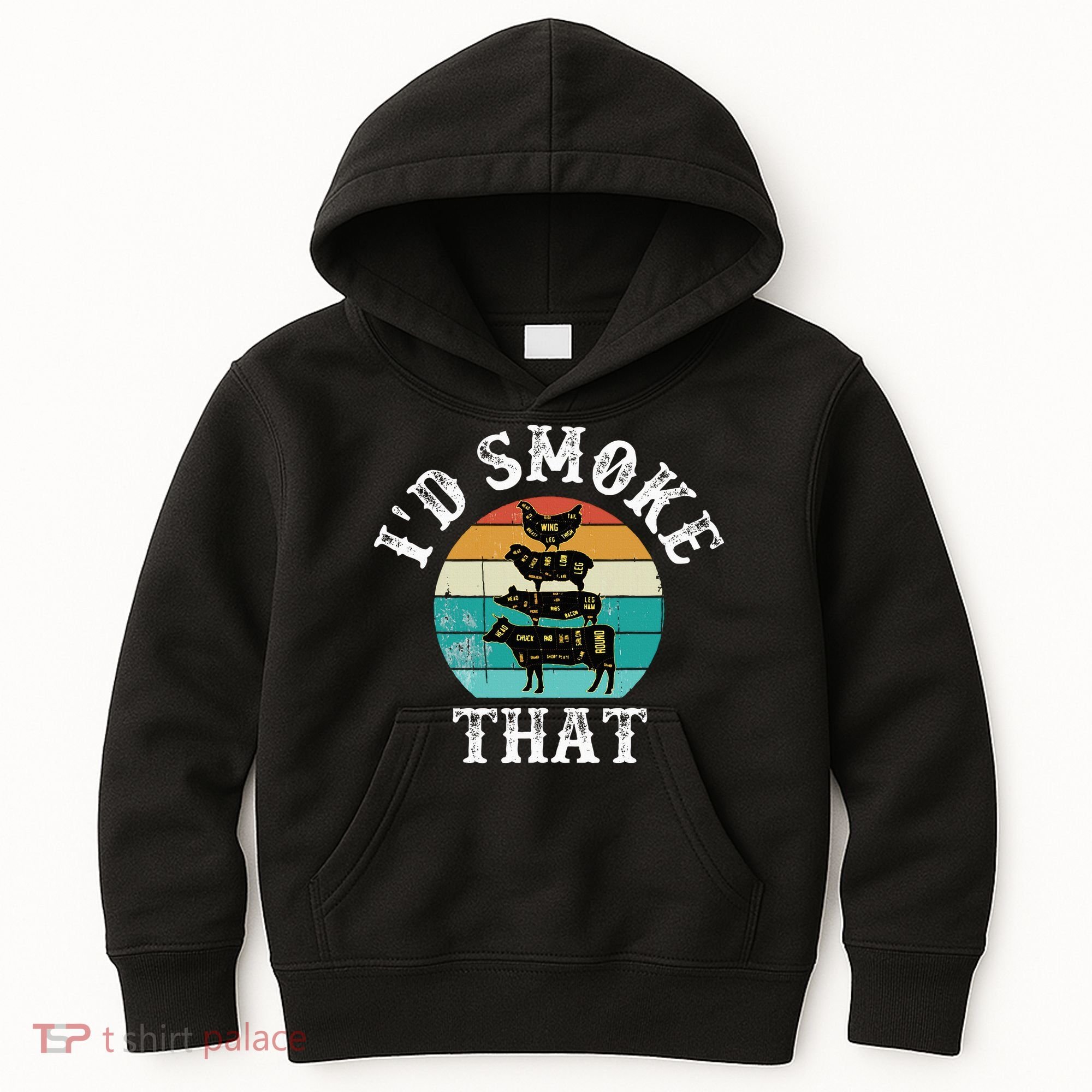 Funny Retro BBQ Party Smoker Chef Dad Gift  I'd Smoke That Kids Hoodie