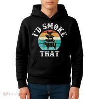 Funny Retro BBQ Party Smoker Chef Dad Gift  I'd Smoke That Kids Hoodie thumb 4