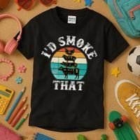 Funny Retro BBQ Party Smoker Chef Dad Gift  I'd Smoke That Kids T-Shirt thumb 3