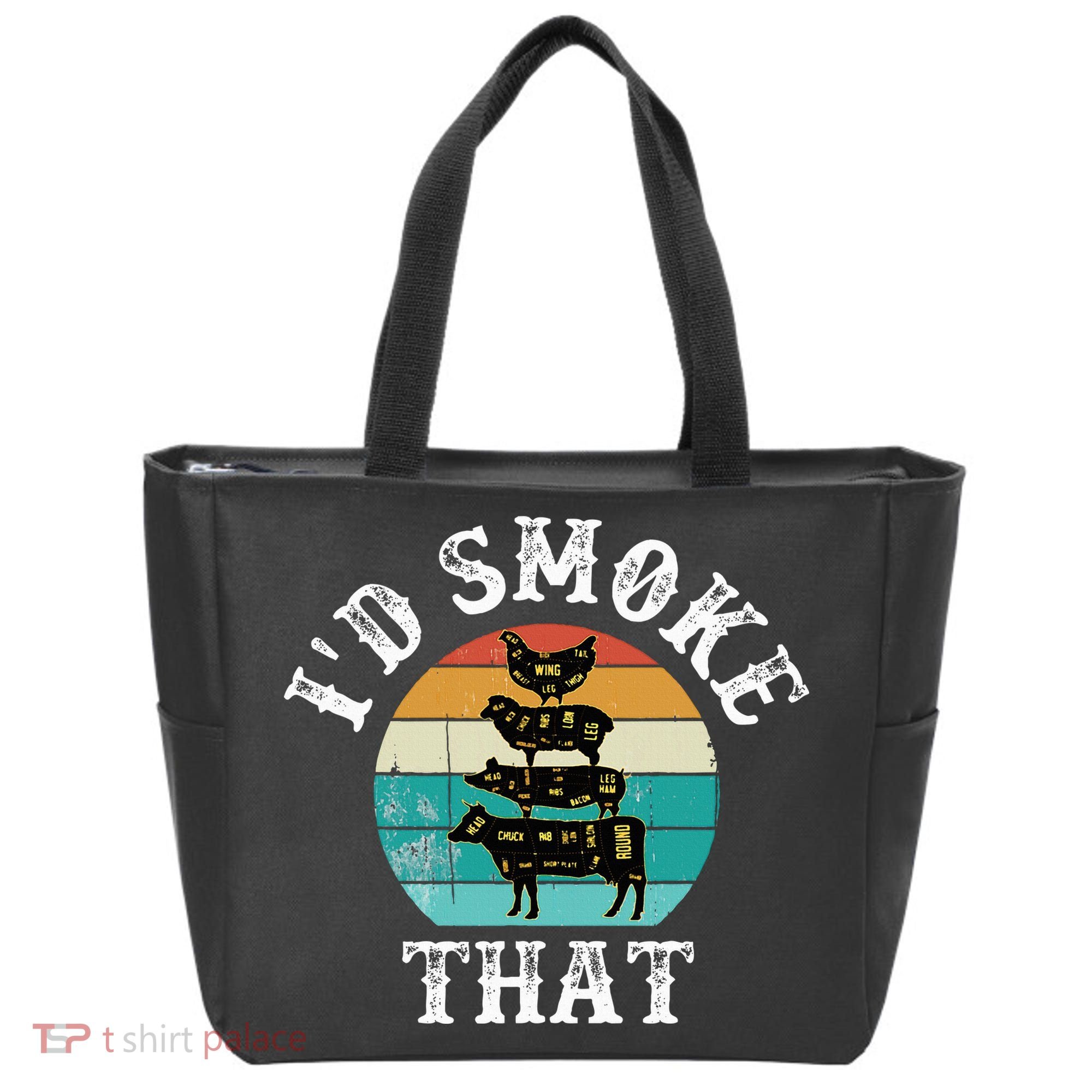 Funny Retro BBQ Party Smoker Chef Dad Gift  I'd Smoke That Tote Bag