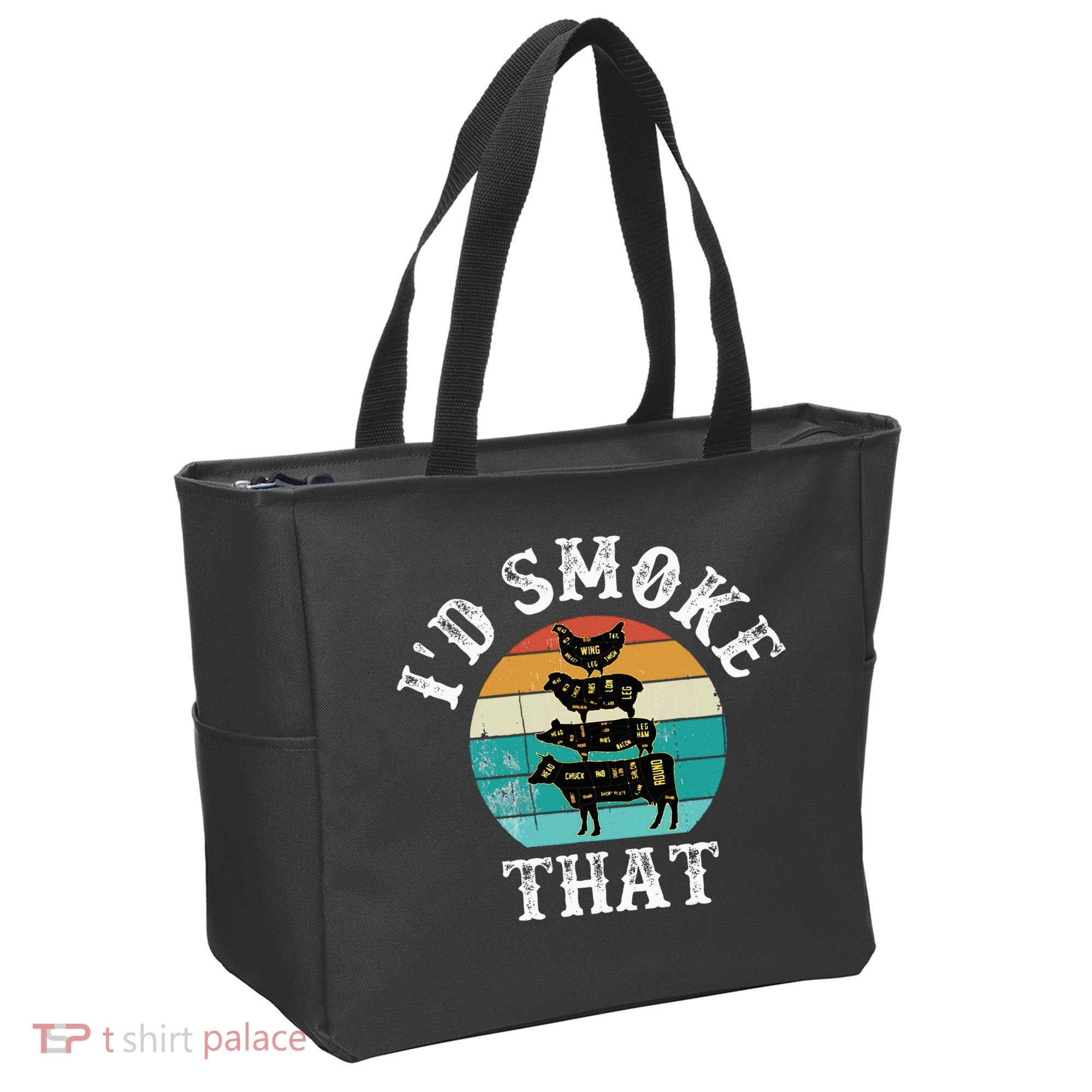 Funny Retro BBQ Party Smoker Chef Dad Gift  I'd Smoke That Tote Bag