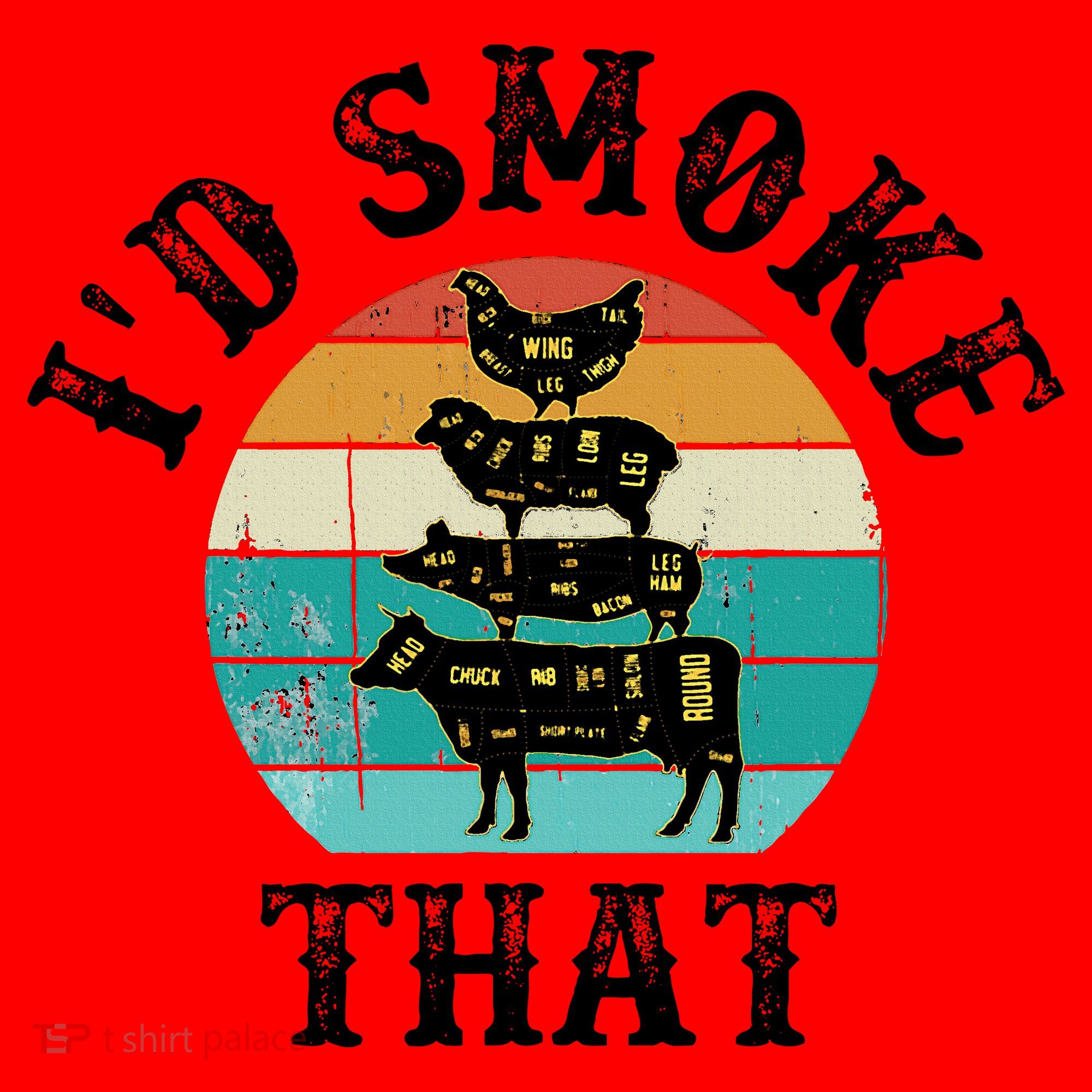 Funny Retro BBQ Party Smoker Chef Dad Gift  I'd Smoke That Santa Hat