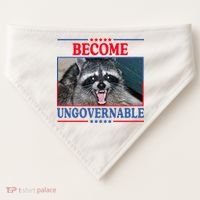 Funny Raccoon Become Ungovernable USA-Made Doggie Bandana thumb 0