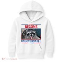 Funny Raccoon Become Ungovernable Kids Hoodie thumb 0