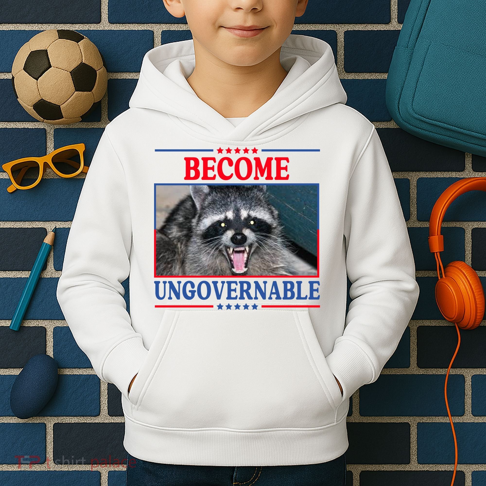 Funny Raccoon Become Ungovernable Kids Hoodie