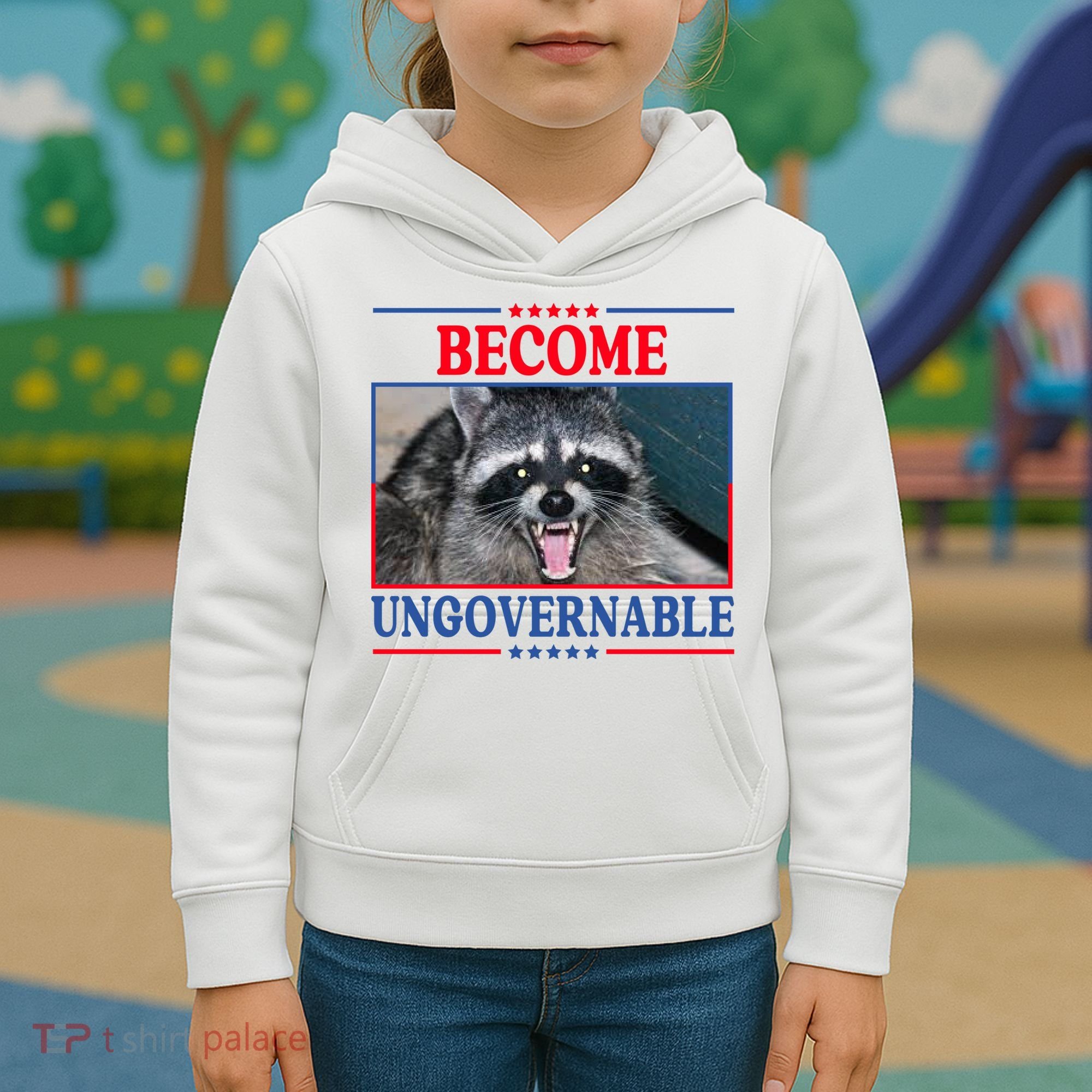 Funny Raccoon Become Ungovernable Kids Hoodie